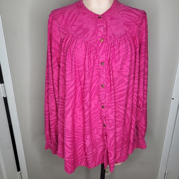 Free People Can't Stop Dreaming Flowy Tunic Size Small Hot Pink - Picture 3 of 9